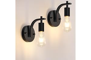Gbood 2 Pack Black Industrial Wall Lights, Vintage E27 Wall Lamps, Wall Sconce Lights Metal for Bedroom Living Room Kitchen Hallway (E27 Socket, Bulb Not Included)