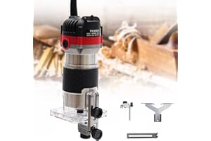 BATHRENA Oberfräse Trim Router 220V 30000RPM Elektrik Hand Trimmer 1/4" Holz Laminergerät Router Electric Kantenfräse Fräse Holzfräse mit Schraubenschlüssel (800W)