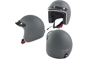 A-PRO Casco Moto Jet Omologato ECE 22-06 Grigio Opaco Custom Scooter Naked Taglia S