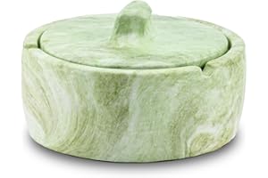 YoHyien Cendrier en céramique avec couvercle imperméable et coupe-vent pour extérieur et intérieur anti-odeurs pour la maison, le bureau et la terrasse (vert)