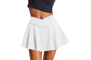 Coloquin Skorts for Women High Waisted Tennis Skirt Skort Skater Skirt Golf School Mini Short Skirt with Pocket Shorts