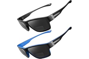Missfive Sportlich Bifokale Sonnenbrille mit Sehstärke Herren Unzerbrechlich Sportbrille mit Sehstärke TR90 Rechteckig-Sonnenbrillen, UV Schutz Sunglasses für Fahren, Schwarz&Blau, 2,5x
