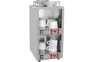 Beeketal 'BTW-1' Profi Gastro Tassenwärmer elektrisch für bis zu ca. 36 Tassen (je nach Tassengröße), 2 Fächer getrennt regelbar, konstante Wärme mit nur 2 x 70W, (B/T/H): ca. 250 x 320 x 550 mm