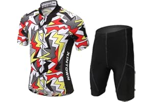 Amur Leopard Completo da Ciclismo Bambini Unisex Maglia a Manica Corta + Pantaloncini Imbottiti Abbigliamento della Bicicletta per Ragazzi