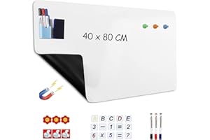 WVWMYM Tableau Blanc Effacable Magnetique Mobile,Kits Panneau Magnetique Adhesif Tableau Mural Enfant Pour les Graffitis d'enfants,les Memo Frigo,Plans Hebdomadaires,l'école le Bureau Famille (40 × 80 cm)