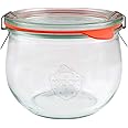 EcoBaker WECK 744 580ml Tulip Storage Jar Including Glass Lid, Seal & Clamps For Sourdough, Preserving, Canning, Yoghurt, Kimchi, Jam