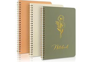 Lanpn Quaderno Appunti Spiralato Confezione da 3, 100 G/M² Staccabili Pagina Foderata Taccuino con Spirale a Righe, Diario Quaderni Agenda Spiral Notebook per Note Lavoro Ufficio Donna Uomo