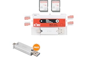 Kiwifotos Custodia per schede di memoria 2 in 1, portatile, sottile, con lettore di schede SD USB 3.0, per 2 schede SD + 4 schede micro SD, colore: rosso