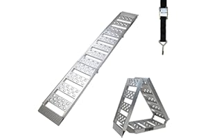 ‎TRUTZHOLM TRUTZHOLM Alu Auffahrrampe 198 cm 340 Kg zweifach klappbar Verladerampe Motorradrampe Klapprampe sehr platzsparend verstaubar und extrem leicht (grau, 1 Stück)