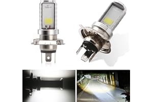 Keiurot H4 Headlight Bulbs Motorcycle HS1 HB2 9003 LED Headlight Bulb For Motorcycle Headlights High and Low Hi/Lo Beam 9-80V 12W White, Pack of 2