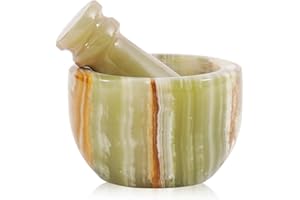 MARBLE RANGE Marble Mortar and Pestle Set 3 Inch Green Onyx Handmade Garlic Crusher & Herb Grinder Bowl Stone Mortar, Small Spice Grinder, Pestle and Mortar for Kitchen, Natural Marble Grinding Bowl
