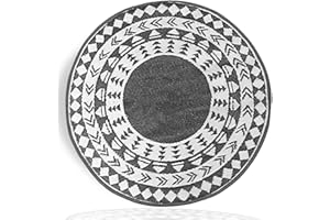 BONAFIDE Round Patio Rug - Plastic Straw, Waterproof, Lightweight for Indoor/Outdoor Use (Grey, 150x150cm)