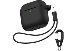 Charlam Custodia Silicone per AirPods 4 2024, Morbida Case Integrale Che Copre la Custodia Protettiva Antiurto per Cover Airpods 4 Generazione con Cordino e Portachiavi, LED Frontale Visibile, Nero