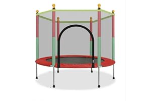 EIGFOH Cama Elástica Infantil, 140 cm, Capacidad 50 kg, Marco de Acero, Red de Seguridad, Multicolor