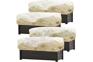 alouweekuky Saco Protector para Plantas de Invierno 150 x 45 x 40 cm 80 g/㎡ Funda Protectora para jardineras, Cama elevada para Plantas con cordón Ajustable Funda para Plantas, 4 Piezas