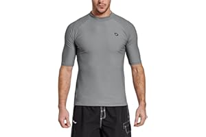 BALEAF UV Shirt Herren Wasser UPF 50+ Kurzarm Rashguard Herren Schwimmshirt Rash Vest für Schwimmen Tauchen