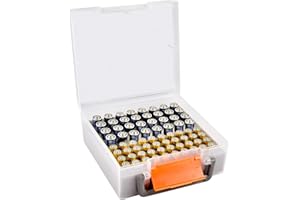 FULLCASE Boîte de rangement pour piles AA AAA - 72 piles - Récipient de rangement pour l'organisation de la maison (piles non incluses)