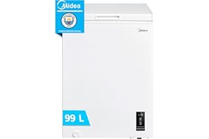 MIDEA Arcon Congelador Pequeño Horizontal de 99L, Motor Inverter, Control Electrónico de Temperatura, Tecnologia D-TYPE Tube, Cestas con Asa, Easy Move, Silencioso 39dBA, Bajo Consumo, Blanco