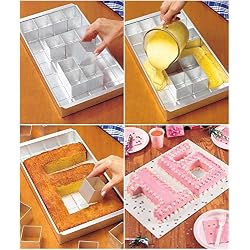 Anokay Plaque de Cuisson rectangulaire / Moule à Gâteau et 12 de Blocs carrés amovibles pour Faire le Gâteau avec n'importe quel Numéro et Lettre/ Combinaison libre / DIY