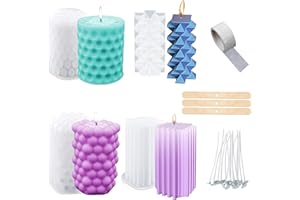 Candle Moulds for Candle Making Eylkeup 4 Pcs Silicone Candle Mould Set, 3D Pillar Bubble Candle Molds DIY Silicone Mould for Making 3D Candles Handmade Soap DIY Crafts,Party Decor Home Decoration