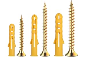 YICEN 200 Pcs Wall Plugs and Screws Set,Masonry Brick Concrete Fixings Plugs Assortment Kit,Screws and Rawl Plugs in Compartment Box,Zinc Galvanized 3 Different Size…