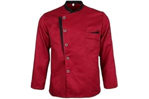 WEITING Unisex Restaurant Küchenchef Uniform Hemd Kurz-/Langarm Kochjacke Arbeitskleidung-Langarm_a-XL