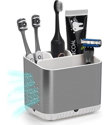 Porte Brosse à Dents Mural Multifonction IQLER - Pour Brosse Électrique, Dentifrice Et Rasoir - Fixation Autocollante Porte Brosse à Dents Mural Iqler