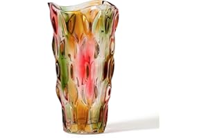 CEMABT 9.5inch 3.4 lb Glass Vases for Flowers Unbreakable Thickened Morden vase for Tables Centerpieces,Colorful,Vintage and Clear Rose Large Flower vases for Bouquet Unique Gifts (Rosa Colorful)