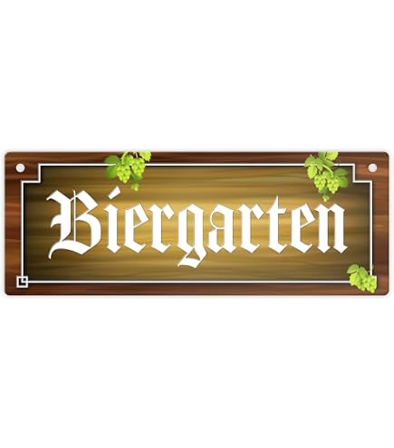 Blechschild ‚BIERGARTEN‘ – Straßenschild 46x10 Cm, Gewölbt, Hochwertige Qualität