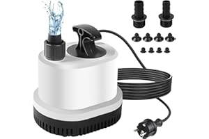 EXLECO Mini Bomba de Agua Sumergible Bomba Aguas Sucias Max.2500L/H 40W 220-240V Bomba de Estanque Ultra Silenciosa Bomaba Acuario Pequeño Bomaba Fuente con 2,3M Cable 3 Boquillas para Jardín Etanques