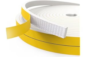 YINGERTOOL Sealing Tape, Door Seal, Self-Adhesive, Window Seal Strip, 10 mm (W) x 6 mm (D), Noise, Sound Insulation, Waterproof Rubber Seal, Sealing Tape for Doors, Windows, Total Length 10 m, Long White