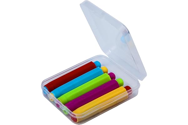 LUTER 5pcs Porte-Craies, Réglable avec Étui Rigide de Rangement Bâton Porte-Craies Hexagonal en Rouge Rose Bleu Jaune Vert pour Enseignants Étudiants Bureau Salle de Classe (Craie Non Incluse)