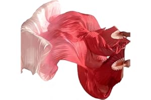 YDAKGUEY 1 Pair 1.5 M Silk Belly Dance Fan, National Dance Dancing Long Bamboo Fan for Party Stage Performance, Dancer Practice Long Imitation Dance, for Dancer's Gifts