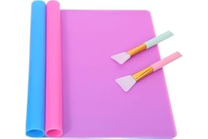 GOTH Perhk 2 Pack Silicone Mat for Epoxy Resin Moulds, Large Craft Mats With 2 PCS Silicone Brushes, Multipurpose Placemat for Jewelry Casting DIY