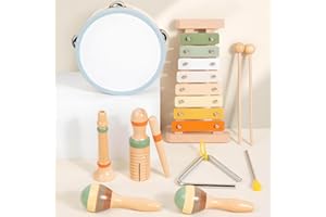 DxxD Strumenti Musicali Bambini, Giochi Montessori 3 anno, Batteria per Bambini 4 5 6 Anni, Giocattoli in legno, Tambourine Percussioni per Bambina, Educativi Interattivo Regalo Compleanno Natale