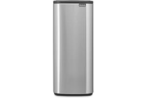 Brabantia Bo Touch Bin 30L (Matt Steel) Fingerprint Proof, Space-Efficient and Rectangular Waste Bin with Soft-Touch Opening System, Easy Clean Inner Bucket with Free PerfectFit Rubbish Bags Included