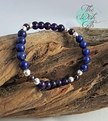 Lapis Lazuli, Amethyst and Garnet Bracelet, Healing, pain relief, Cleansing, helps with Energy and strength, self love and Protection