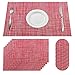 Produktbild SUPERSUN 6er Set Platzset Rot Abwaschbar, Schönes Tischset Rot Tisch Platzdeckchen Abgrifffeste Hitzebeständig for Küche, Zuhause, Restaurant, Speisetisch, 45x30cm
