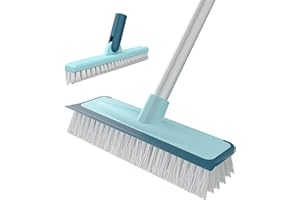 WELDUN 2 in 1 Boden-Scheuerbürste, Fugenbürste Schrubber mit 145cm Teleskopgriff, mit steifen Borsten zur Reinigung von Fliesen, Badezimmer, Badewanne, Terrasse