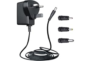ANLINK 12V 0.5A/500mA 1.8M Long Power Supply Adapter, AC 100-240V to DC 12V 0.5A 6W Switching Adapter with 3 Interchangeable Jacks for Crosley Turntable, Router, Desk Fan and More, UKCA Certified