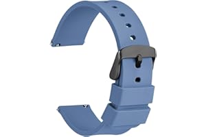 WOCCI Cinturino in Silicone Fibbia Nera, Sgancio Rapido, 13 Colori Cinturini di Ricambio per Orologi in Gomma, 14mm 16mm 18mm 20mm 22mm 24mm