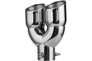 QIILU Terminale Scarico Auto Doppio Terminale Auto Doppio Terminale Auto Doppio Terminali Di Scarico Per Auto, Terminali Di Scarico Per Tubi Di Scarico A Doppia Auto In Acciaio Inossidabile 63-76-220 Adatto