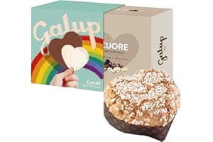 Galup Torta a Forma di Cuore, Torta con Gocce di Cioccolato Bianco, Fondente e al Latte nell'Impasto, Ideale come Regalo di San Valentino-500g