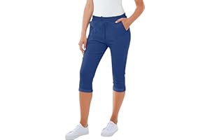 Love My Fashions® Plain Shorts for Women 3/4 Italian Magic Shorts Soft & Stretchy Knee Length Capri Cropped Trousers Elastic Waist Drawstring with Side Pockets Casual Summer Wear