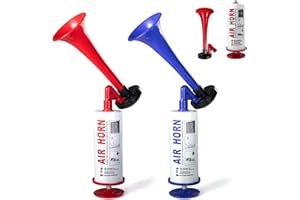 Fine jade2 Lot de 2 klaxons à air comprimé - Extrêmement puissant - Portable - Pour événements sportifs, canotage, fêtes, anniversaires, camping, graduations - Bleu
