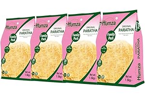 veenas Humza Original Paratha Family Pack | Frozen 20 Pieces | Frozen South Asian Flatbread | Soft Texture | Flaky Layers | Indian Origin | 1600G (Pack of 4)