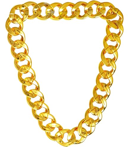 SOFPLATE Gold Kubanische Halskette - 100cm Chunky Link Acryl Kette 80s 90s Style