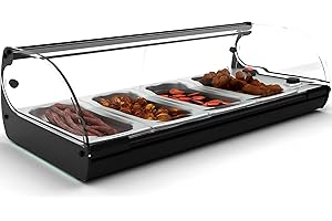 MBH - MAQUINARIA BAR HOSTELERÍA MBH - Vitrina calienta tapas 4 bandejas al baño maría para hostelería. Vitrina expositora de tapas calientes sobre mostrador para bar y restaurante.