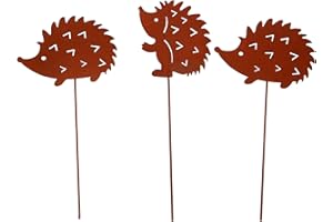 ‎UNUS UNUS Garden Igel Gartenstecker 3er Set, Gartendeko Rostoptik, Roststecker aus Edelrost Metall, Rost Deko für Garten Terrasse Balkon Blumentopf
