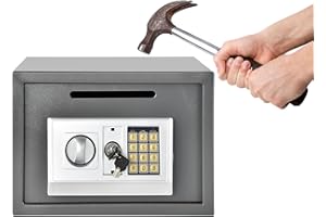 VANDISE Mini-Safe für Geld, Frontlader-Dropbox, Geldschrank mit digitalem PIN-Code, Notschlüssel, 16-Liter-Safe mit vorgebohrten Löchern und Ankerbolzen, 35 x 25 x 25 cm, Grau